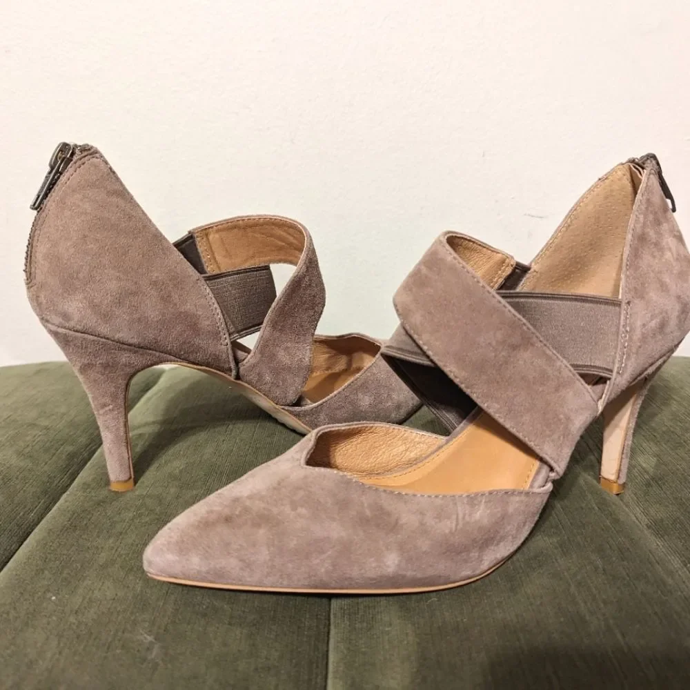 Corso Como Collette Suede Taupe Tan Dress Pumps Heels sz 7.5